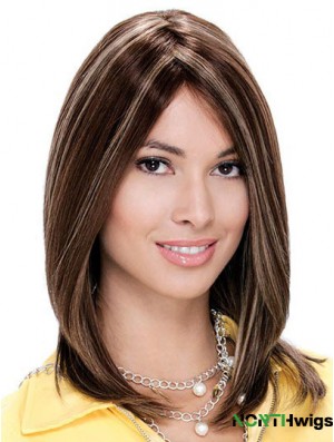 Monofilament Straight Without Bangs Shoulder Length 13 inch Fashionable Human Hair Wigs