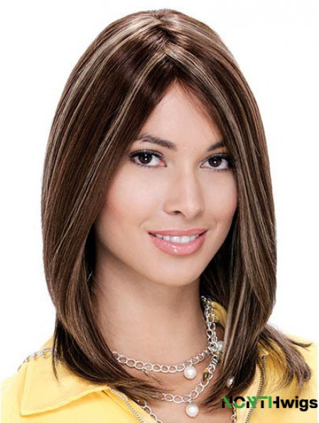 Monofilament Straight Without Bangs Shoulder Length 13 inch Fashionable Human Hair Wigs