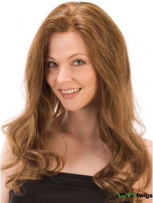 Without Bangs Affordable Wavy Auburn Long Human Hair Lace Front Wigs