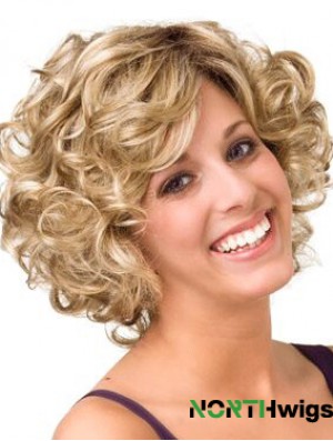 Curly Blonde Layered 10 inch Buy Human Hair Wigs