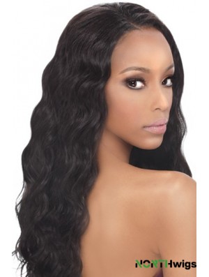 Black Wavy Human Hair With Capless Wavy Style Long Length