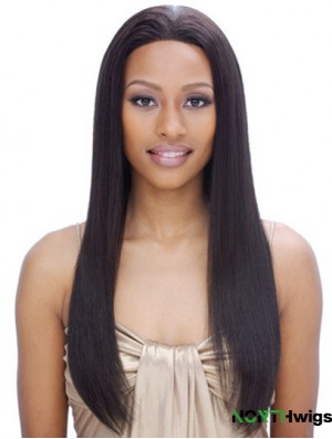 24 inch Black Long Without Bangs Yaki Incredible Lace Wigs