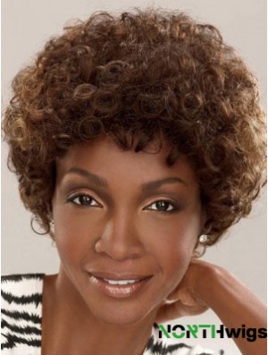 Capless Short Brown Layered Brown Synthetic Afro Kinky Hairstyles