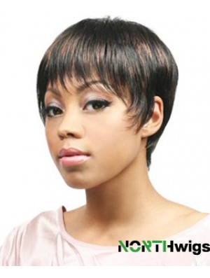 African Hair Wigs Boycuts Cropped Length Straight Style With Capless