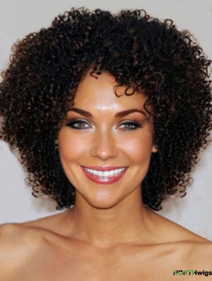 Kinky Short Human Hair Wigs For Black African American Women With Lace Front