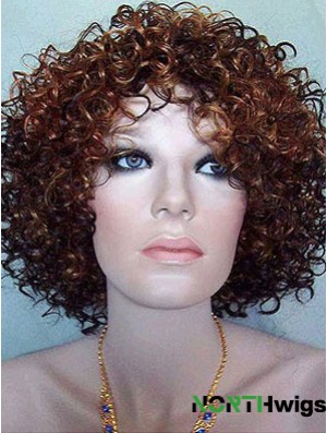 Kinky Layered Chin Length High Quality Auburn Synthetic Wigs