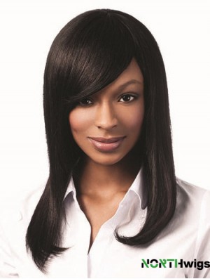 Long Black Yaki With Bangs Hairstyles African American Wigs