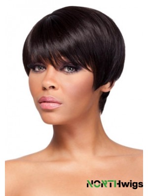 Cropped Auburn Straight Boycuts Gorgeous African American Wigs