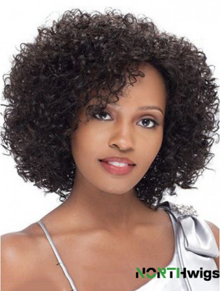 Brazilian Human Hair Short Lace Front Black Kinky Curly Wigs For Black Women