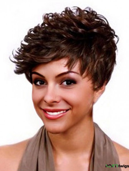 Cropped Auburn Curly Boycuts Durable African American Wigs