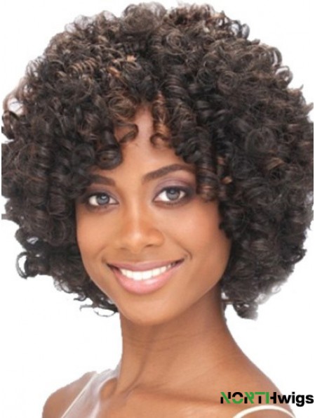 Chin Length Capless Layered Kinky Synthetic Black Woman's Wigs