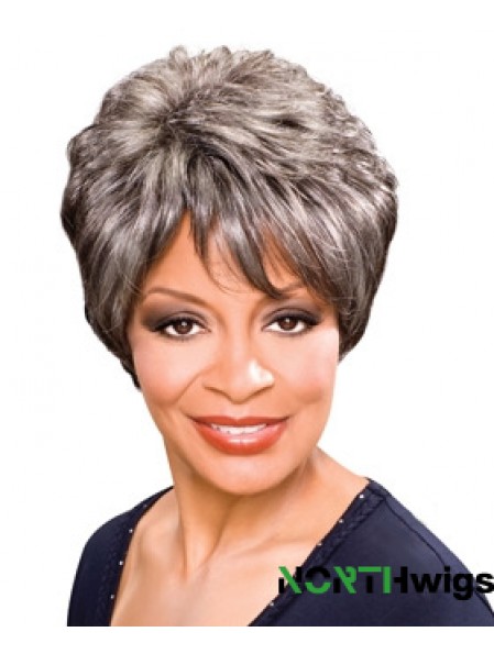 Synthetic Best Short Wavy Grey Wigs