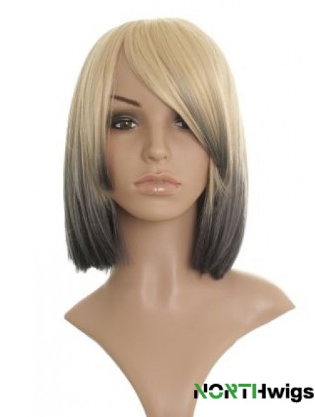 Straight Lace Front 12 inch Durable Chin Length Celebrity Wigs