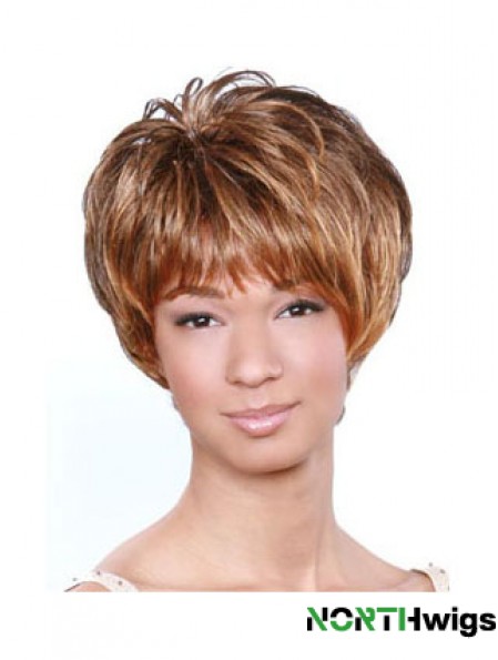 Short Brown Wavy Boycuts Popular African American Wigs