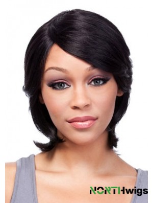 Chin Length Black Straight With Bangs Incredible African American Wigs