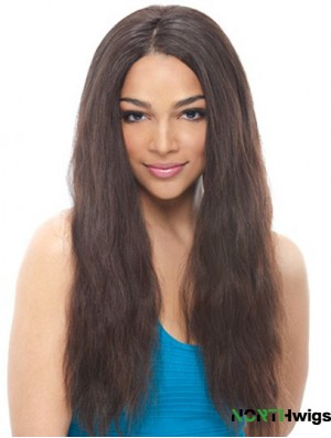 24 inch Black Long Without Bangs Wavy Suitable Lace Wigs