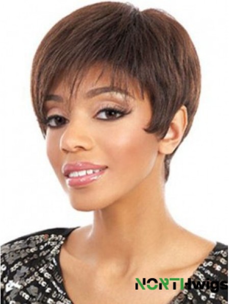 Short Auburn Straight Layered Cheapest African American Wigs