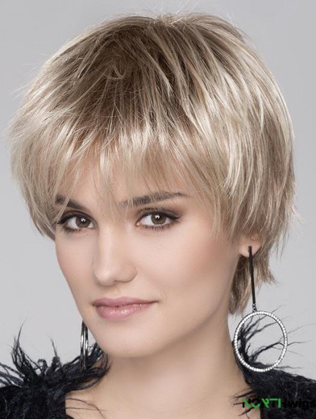 Blonde Cheapest Wavy Cropped Synthetic Bob Wigs