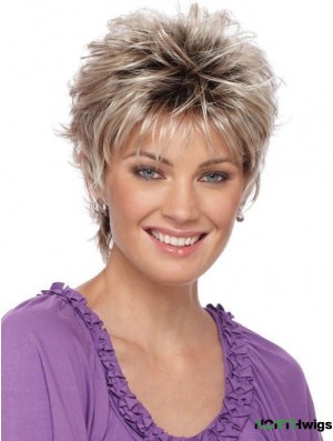 Durable Boycuts Blonde Straight 3 inch Cropped Synthetic Wigs