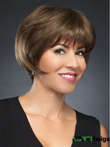 6 inch Cropped Incredible Brown Straight Bob Wigs