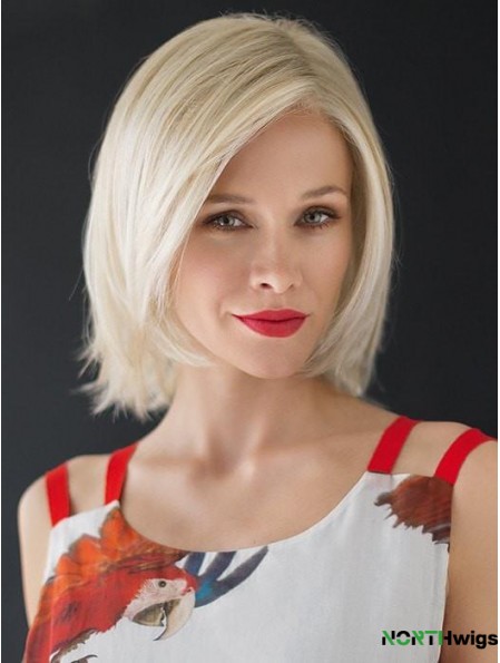 Monofilament White 12 inch Chin Length Layered Heat Resistant Wig