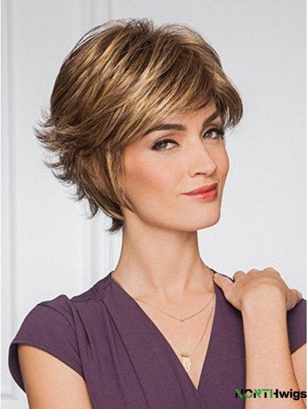 Layered Brown Wavy 6 inch Short Synthetic Wigs