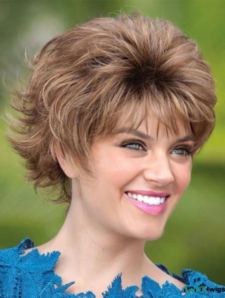 Layered Brown Wavy 5inch Short Synthetic Wigs For Women