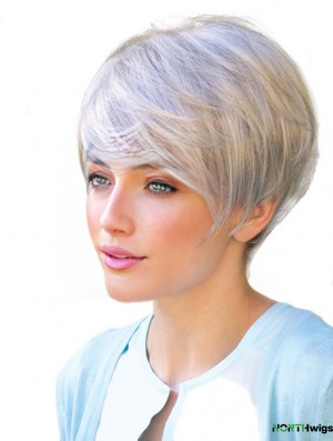 Monofilament Short Straight Boycuts Synthetic Realistic Wigs