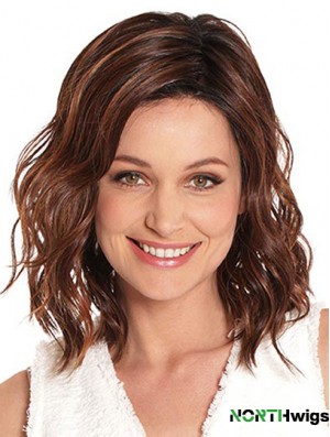 Auburn 14 inch Without Bangs Shoulder Length Top Monofilament Wigs