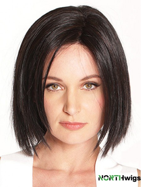 10 inch Chin Length Black Straight Soft Bob Wigs