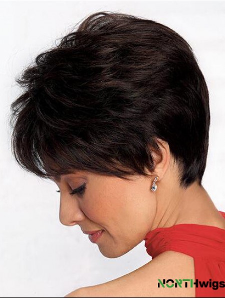 Convenient 4 inch Straight Black Boycuts Short Wigs