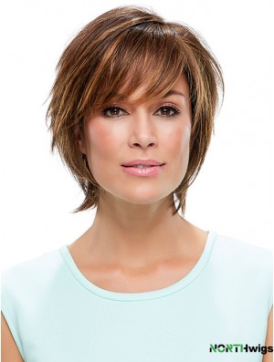 Layered Synthetic Brown 10 inch Straight Synthetic Lace Front