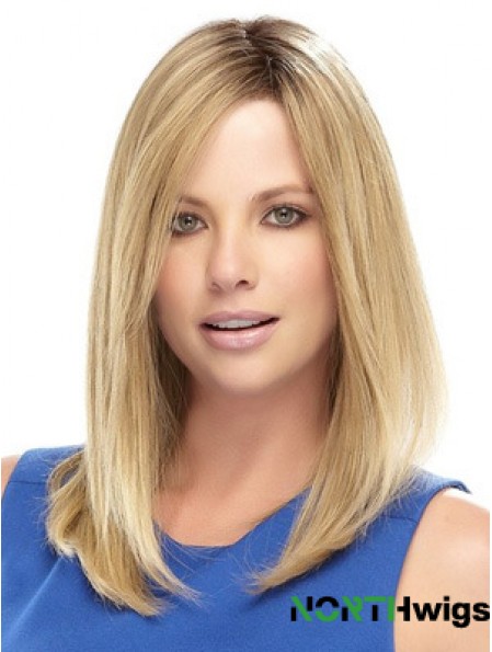 Straight Medium Length Synthetic Wig With Lace Front Shoulder Length