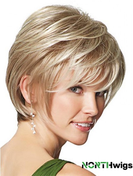 Synthetic Wigs UK Only Straight Style Short Length Blonde Color