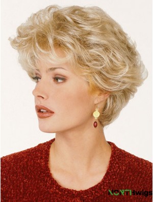 Blonde Color Short Length Classic Cut Synthetic Wigs For Old Women