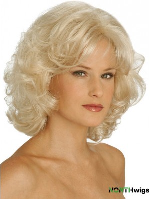 Wigs UK Synthetic Chin Length Blonde Color Curly Style