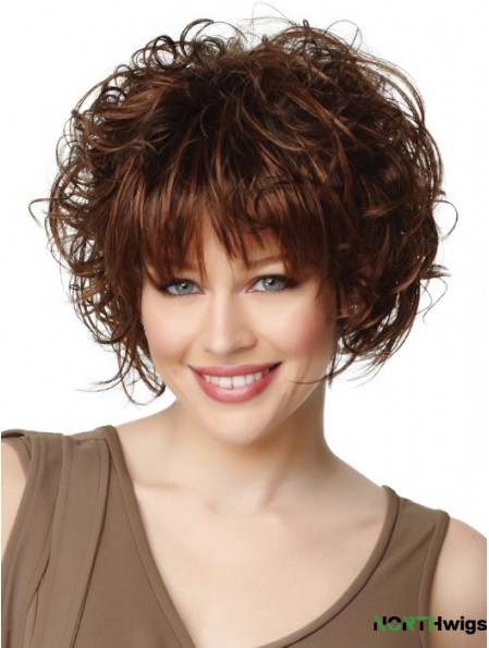 Buy Synthetic Hair Chin Length Auburn Color Curly Style Bobs Cut