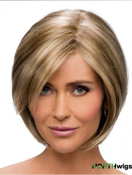 Cheap Synthetic Ladies Wigs With Monofilament Brown Color Chin Length