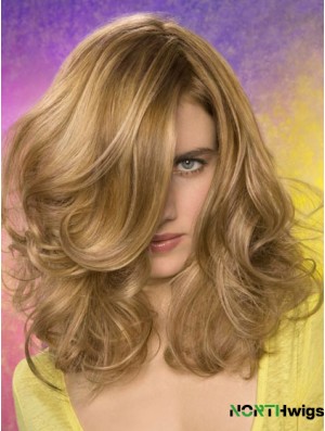 Wavy Layered Shoulder Length Blonde Fashionable Lace Front Wigs