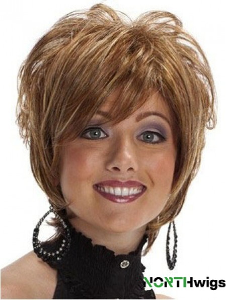 Short Layered Wavy Brown High Quality Synthetic Wigs