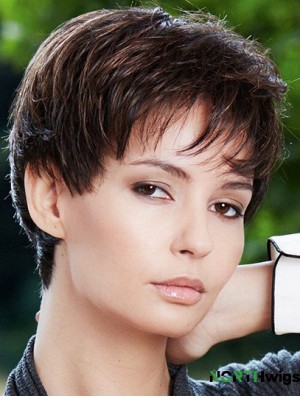 Synthetic Wigs UK Cheap With Capless Brown Color Short Length