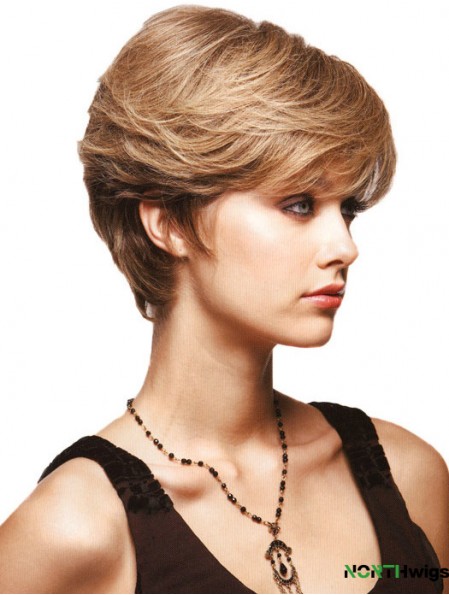 Straight Layered 8 inch Blonde Great Synthetic Wigs