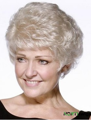 Perfect Short Wavy 100% Hand-tied Grey Wigs