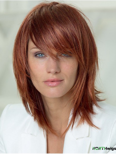 14 inch Straight Layered Capless Auburn Soft Long Wigs