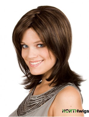 Brown Shoulder Length Wavy Layered 12 inch Fashion Medium Wigs