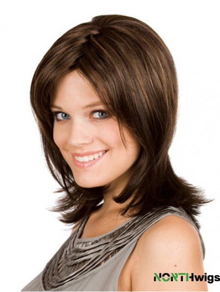 Brown Shoulder Length Wavy Layered 12 inch Fashion Medium Wigs