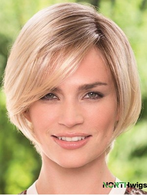 Chin Length Blonde Durable 8 inch Straight Bob Wigs