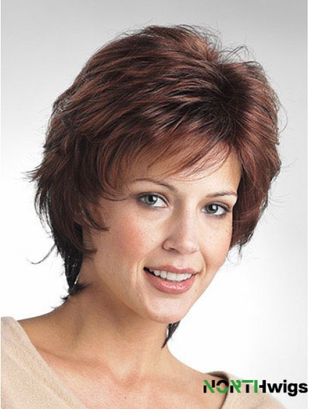 Wavy Layered Short Comfortable Brown Synthetic Wigs