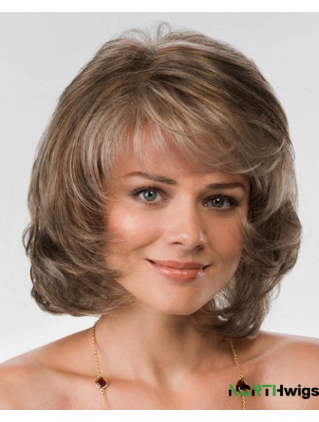 Synthetic Hair Chin Length Layered Cut Wavy Style