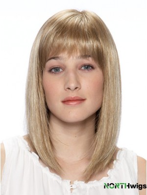 14 inch Blonde Straight Bobs Shoulder Synthetic Lace Front Wig